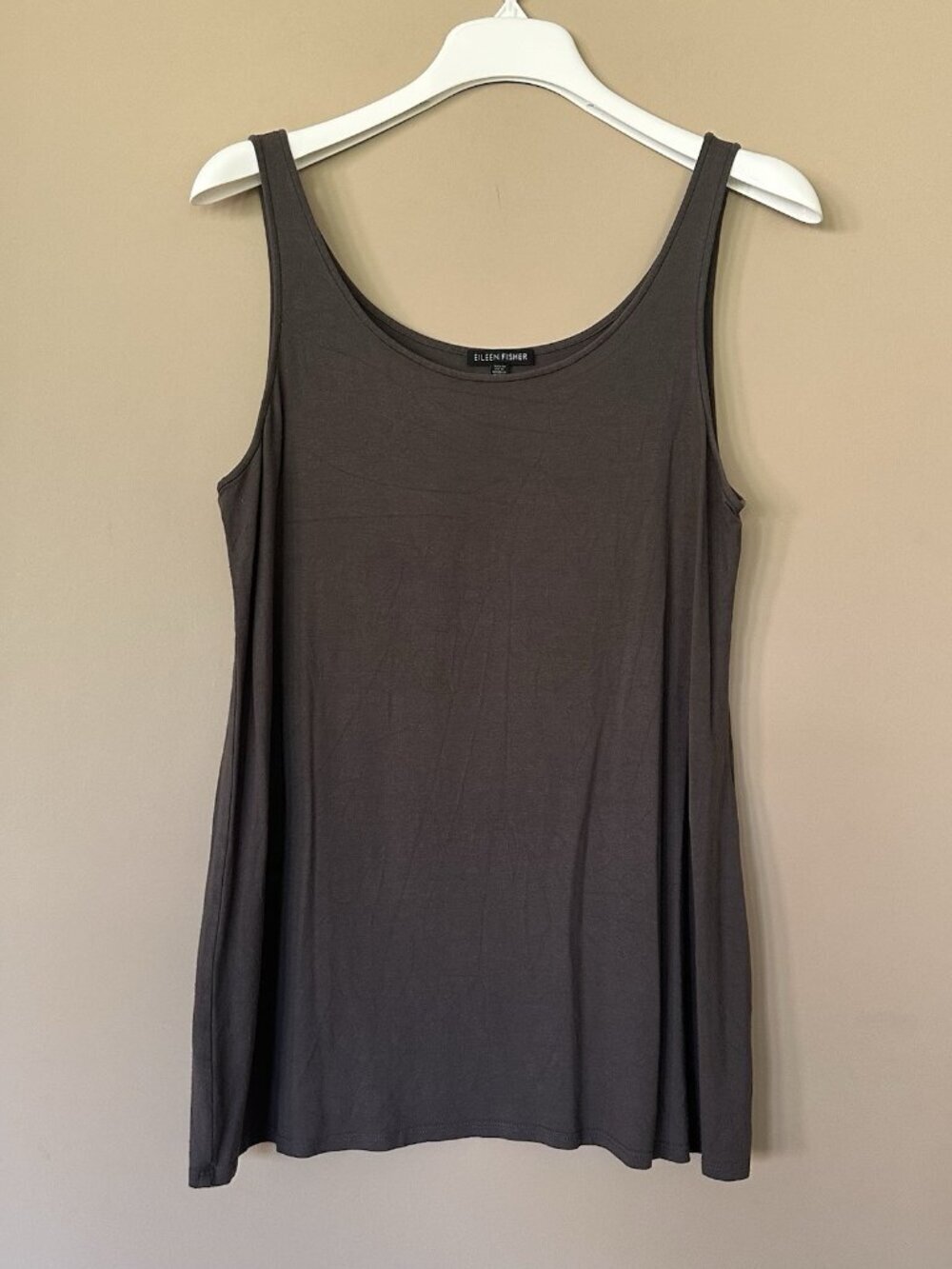 Eileen Fisher Tank Top Women M Gray Shell Scoop Neck Minimalist Quiet Luxury